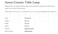 Настольная лампа Aswan Ceramic TC0061.XX Vaughan
