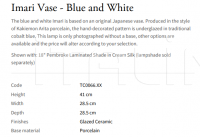 Настольная лампа Imari Vase - Blue and White Vaughan