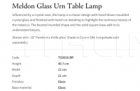 Настольная лампа Meldon Glass Urn TG0026.BR Vaughan