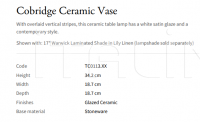 Настольная лампа Cobridge Ceramic Vase TC0113.XX Vaughan
