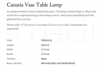 Настольная лампа Catania Vase TG0084.GI Vaughan