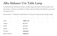 Настольная лампа Alba Alabaster Urn TA0004.XX Vaughan