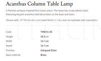 Настольная лампа Acanthus Column TM0084.AS Vaughan
