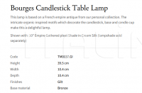 Настольная лампа Bourges Candlestick TM0037.GI Vaughan