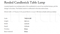 Настольная лампа Reeded Candlestick TM0008.BR Vaughan