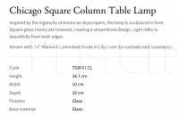 Настольная лампа Chicago Square Column TG0047.CL Vaughan