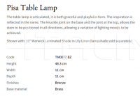 Настольная лампа Pisa TM0077.BZ Vaughan