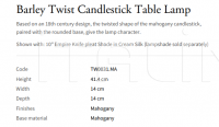 Настольная лампа Barley Twist Candlestick TW0031.MA Vaughan