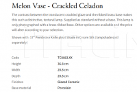 Настольная лампа Melon Vase - Crackled Celadon TC0083.XX Vaughan