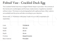 Настольная лампа Fishtail Vase - Crackled Duck Egg TC0108.XX Vaughan