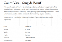 Настольная лампа Gourd Vase - Sang de Boeuf TC0096.XX Vaughan