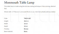 Настольная лампа Monmouth TM0098.BZ Vaughan