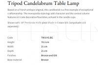 Настольная лампа Tripod Candelabrum TM0045.BG Vaughan