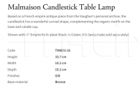 Настольная лампа Malmaison Candlestick TM0050.GI Vaughan