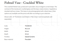 Настольная лампа Fishtail Vase - Crackled White TC0109.XX Vaughan
