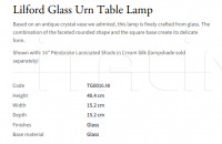 Настольная лампа Lilford Glass Urn TG0016.NI Vaughan