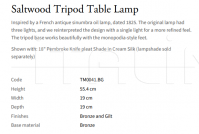 Настольная лампа Saltwood Tripod TM0041.BG Vaughan