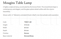 Настольная лампа Mougins TM0071.BZ Vaughan