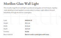 Настенный светильник Morillon Glass WA0066.NI Vaughan
