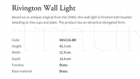 Настенный светильник Rivington WA0316.BR Vaughan