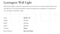 Настенный светильник Lymington WA0217.N Vaughan