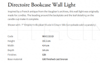 Настенный светильник Directoire Bookcase WA0110.GI Vaughan