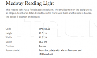 Настенный светильник Medway Reading Light WA0311.BZ Vaughan