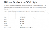 Настенный светильник Hidcote Double Arm WA0203.GI Vaughan