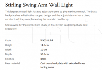 Настенный светильник Stirling Swing Arm WA0289.BR Vaughan