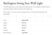 Настенный светильник Burlington Swing Arm WA0292.BR Vaughan