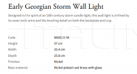 Настенный светильник Early Georgian Storm WA0220.NI Vaughan