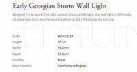 Настенный светильник Early Georgian Storm WA0220.BR Vaughan