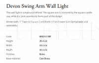 Настенный светильник Devon Swing Arm WA0168.BR Vaughan