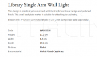 Настенный светильник Library Single Arm WA0038.NI Vaughan