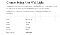 Настенный светильник Cromer Swing Arm WA0285.BR Vaughan