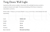 Настенный светильник Twig Down WA0064.BZ Vaughan