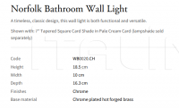 Настенный светильник Norfolk Bathroom WB0020.CH Vaughan