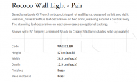 Настенный светильник Rococo WA0201.BR Vaughan