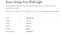 Настенный светильник Knox Swing Arm WA0018.BR Vaughan