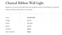 Настенный светильник Classical Ribbon WA0070.BR Vaughan