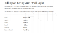 Настенный светильник Billington Swing Arm WA0242.BR Vaughan