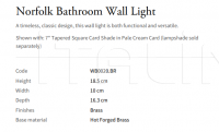 Настенный светильник Norfolk Bathroom WB0020.BR Vaughan