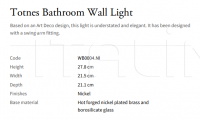 Настенный светильник Totnes Bathroom WB0004.NI Vaughan