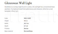 Настенный светильник Glenrowan WA0138.BZ Vaughan