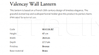 Настенный светильник Valencay Wall Lantern WA0326.BZ Vaughan