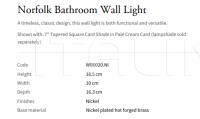 Настенный светильник Norfolk Bathroom WB0020.NI Vaughan