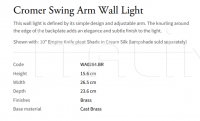 Настенный светильник Cromer Swing Arm WA0284.BR Vaughan