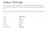 Настенный светильник Sudbury WA0014.BR Vaughan