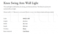 Настенный светильник Knox Swing Arm WA0318.BR Vaughan