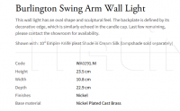 Настенный светильник Burlington Swing Arm WA0291.NI Vaughan